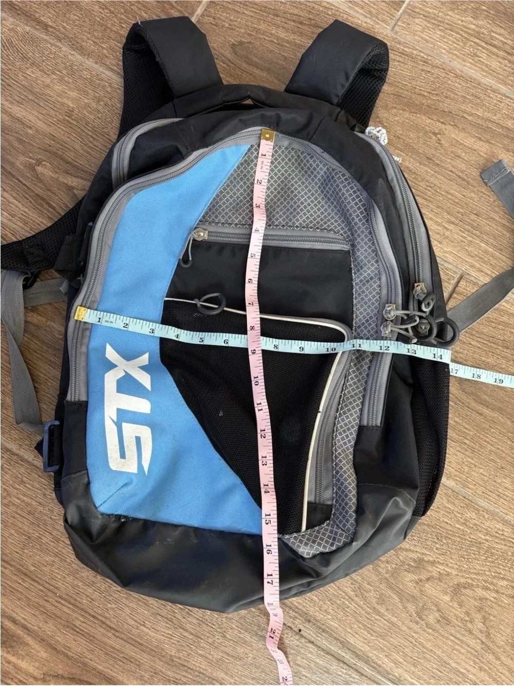 STX Lacrosse Field Hockey Backpack Black Blue Multi Pocket Gear Bag
